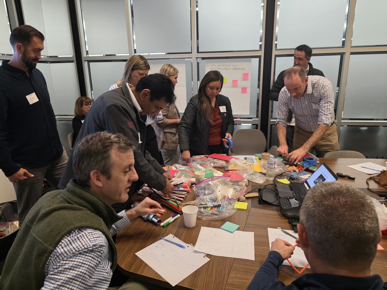High-potential leaders building prototypes in a hands-on design thinking workshop in Silicon Valley