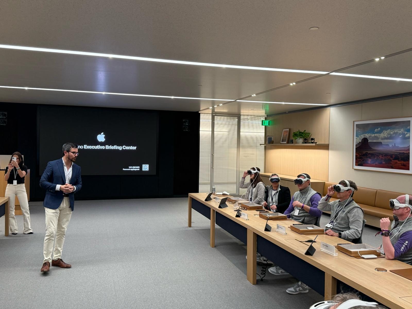 Executive testing a spatial computing headset during a Silicon Valley immersion