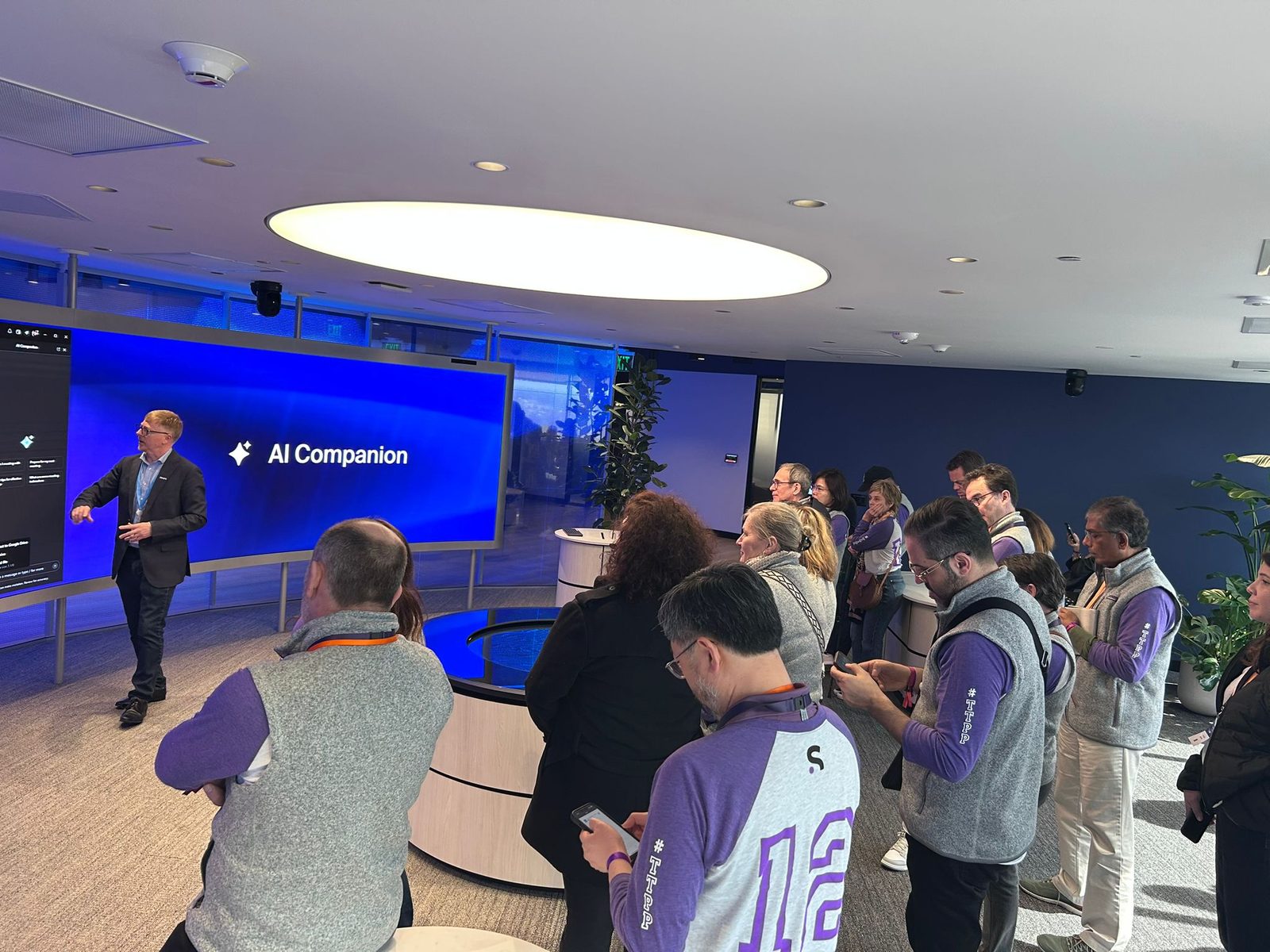 Leadership cohort in a hands-on AI collaboration session in Silicon Valley