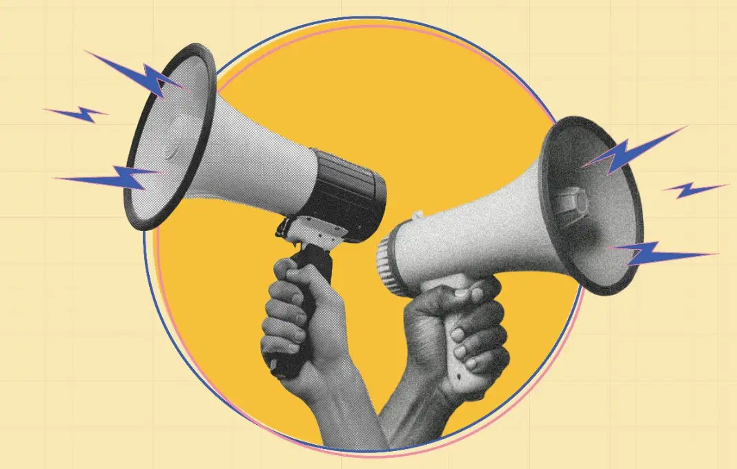 Executive communication and leadership visibility — megaphones illustration representing the power of strategic communication