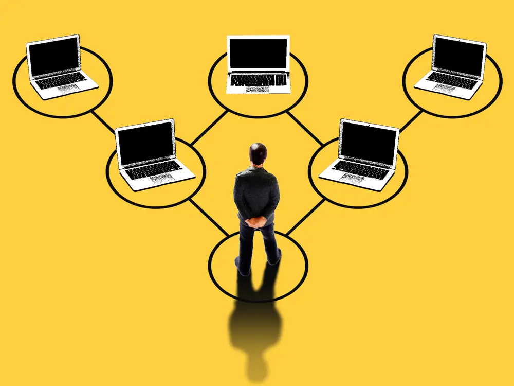 Corporate org chart being flattened by AI agents