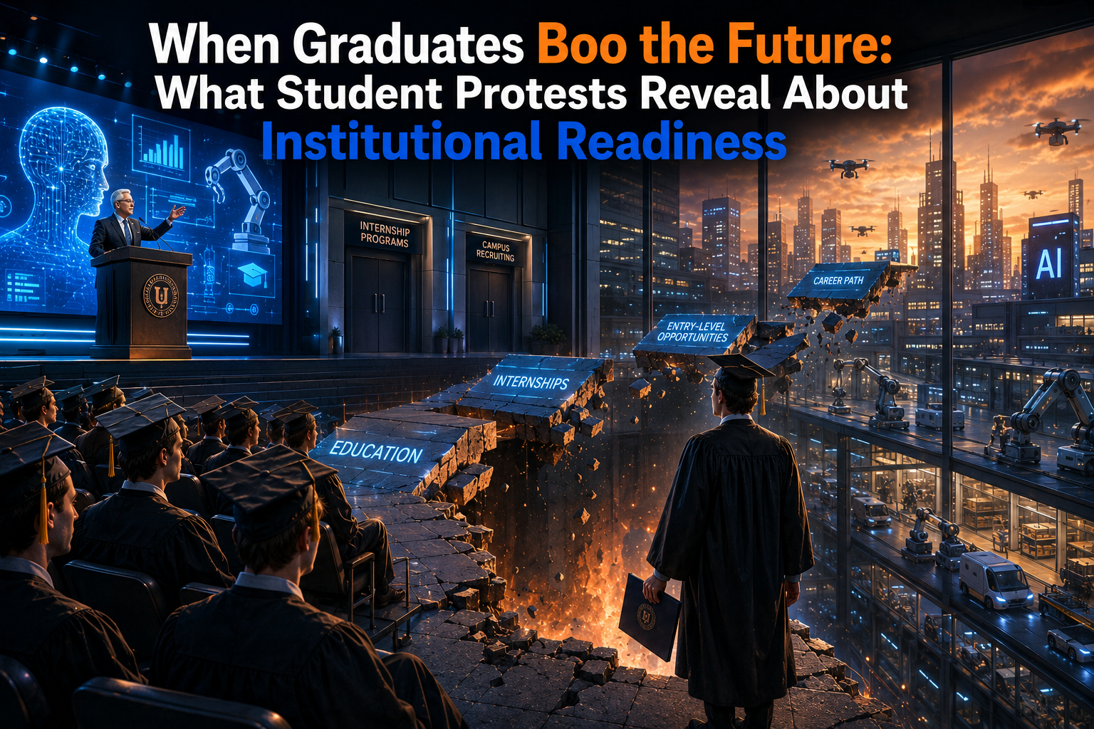 Students protest at commencement
